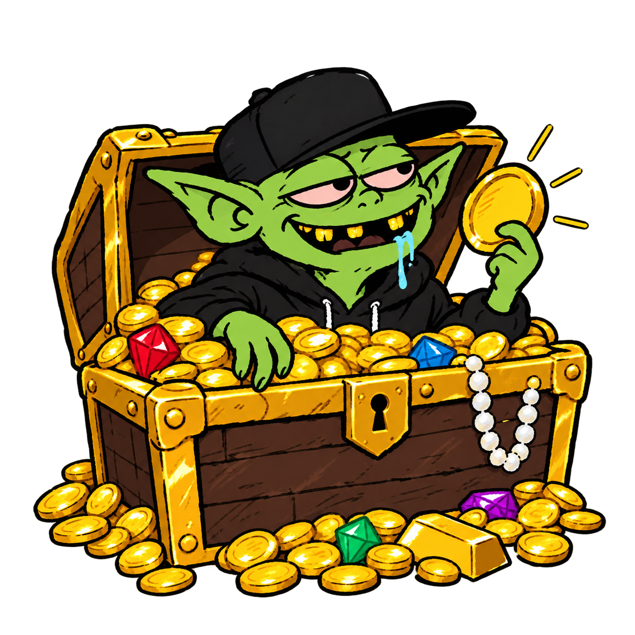 Fomoblin goblin inside his treasure chest